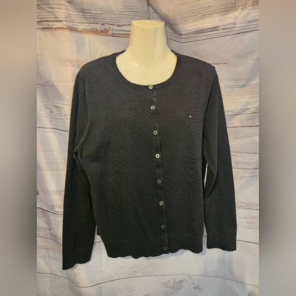 Women's Tommy Hilfiger Black Cardigan Sweater XL - Picture 1 of 6
